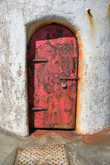 Rusted padlocked door, Scotland.