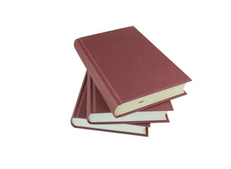 isolated stack of hardcover books on white background