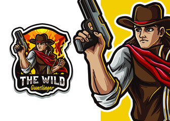 Cowboy Mascot Logo Illustration