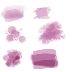 set of watercolor strokes abstraction raster pink spots