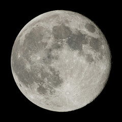 Detailed waning moon isolated on black