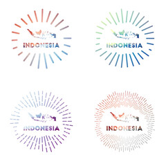 Indonesia low poly sunburst set. Logo of the country in a geometric polygonal style. Vector illustration.