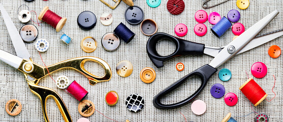 Set sewing accessories,flat lay