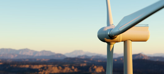 Wind turbine. Sustainable energy, clean power.