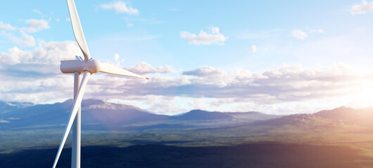 Wind turbine. Sustainable energy, clean power.