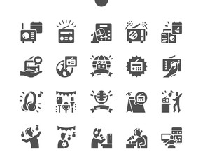 World Amateur Radio Day 18 April. Microphone and radio equipment. Listening to the radio. Calendar. Eighteenth of april. Vector Solid Icons. Simple Pictogram