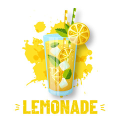 Lemonade and juice splashes - modern vector illustration.