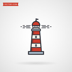 Lighthouse colored outline icon. Vector symbol isolated on white background.
