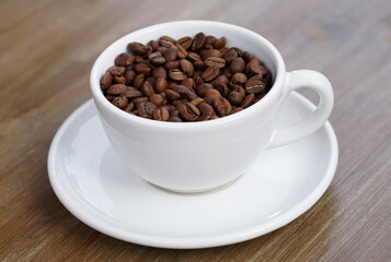 Coffee beans on a cup