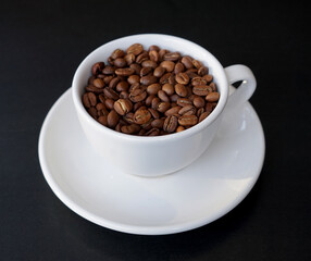 Coffee beans on a cup