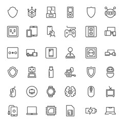 Electronics set line icons