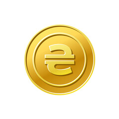 Obraz premium Gold Coin icon. Ukrainian hryvnia currency since.