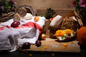 still life with a bouquet of flowers