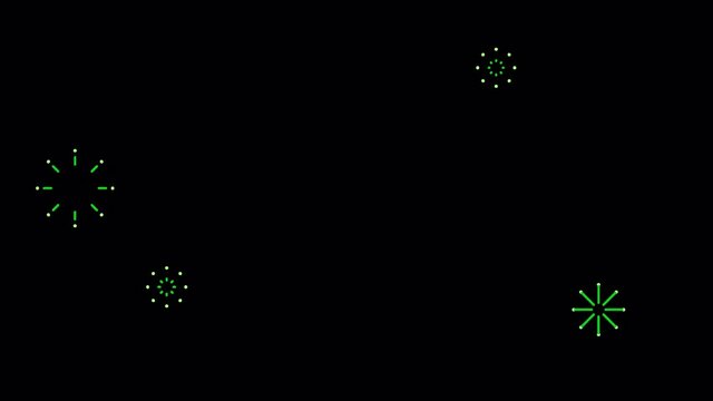 4K motion footage of sparkling colorful fireworks with alpha channel.