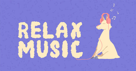 llama listening to relax music through headphones © garikprost