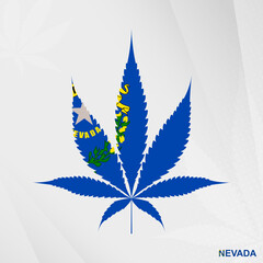 Flag of Nevada in Marijuana leaf shape. The concept of legalization Cannabis in Nevada.