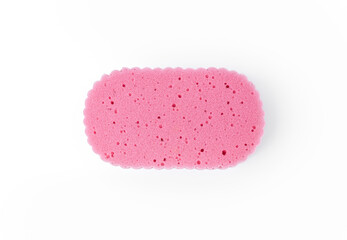 Pink sponge use in bathroom on isolated white background