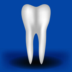 Bright white tooth, conceptual whitening of human tooth. Teeth protection, dental care dental medical vector icon. 3d vector illustration.