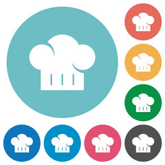 Chef hat flat round icons