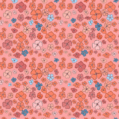 Fototapeta na wymiar Seamless background with colorful illustrations of blooming flowers