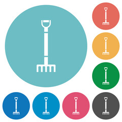 Single rake flat round icons