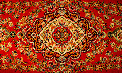 Wall carpet. Red carpet with an abstract pattern.