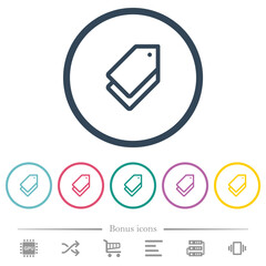 Multiple tags flat color icons in round outlines