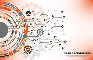 Abstract gear wheel pattern on orange technology background EP.16