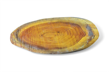 Wooden cut slice isolated on white background. This has clipping path.  