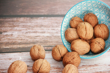 hard brown walnut fruit in shell