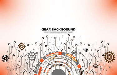 Abstract gear wheel pattern on orange technology background EP.17.