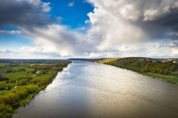 Rainy clouds over the Vistula river in Poland