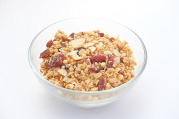  cereal breakfast in bowl on white background 