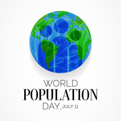 World Population day is observed every year on July 11th, which seeks to raise awareness of global population issues. Vector illustration.