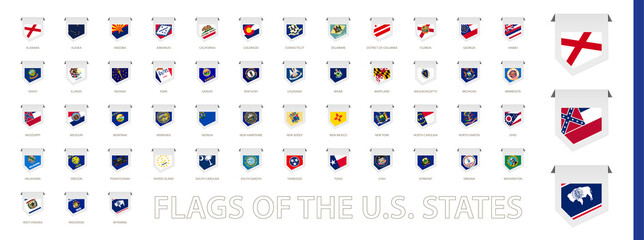 Flags of the US States, label flag collection.
