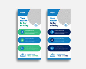 Creative Concept Medical Health Care rack card or DL Flyer or banner layout.