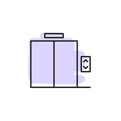 Elevator with color shadow vector icon in hotel service set