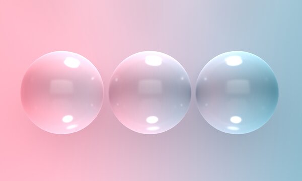 Abstract gradient background pink and blue row of balls. Backdrop design for product promotion. 3d rendering