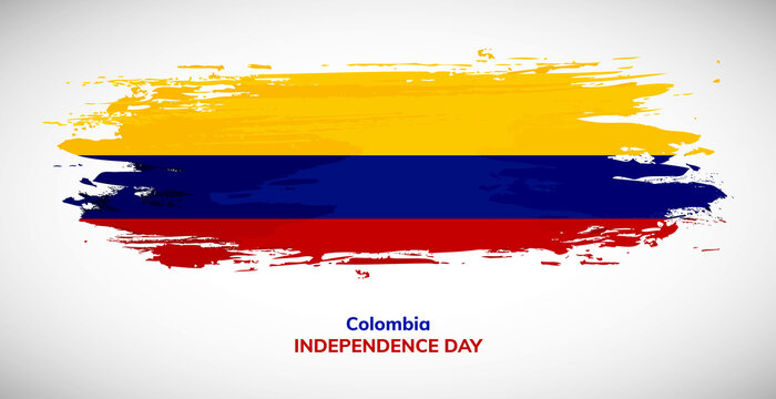 Happy independence day of Colombia. Brush flag of Colombia vector illustration. Abstract watercolor national flag background