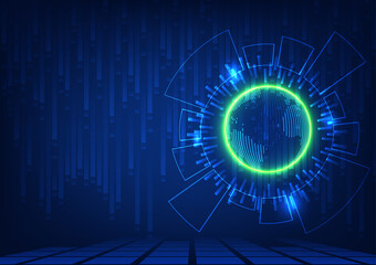 Futuristic technology concept vector illustration in blue color, abstract background