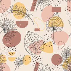 Abstract palm leaves seamless background © rosypatterns