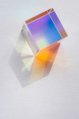 Optical glass cube Light dispersion,spectrum. Physics optics ray refractions