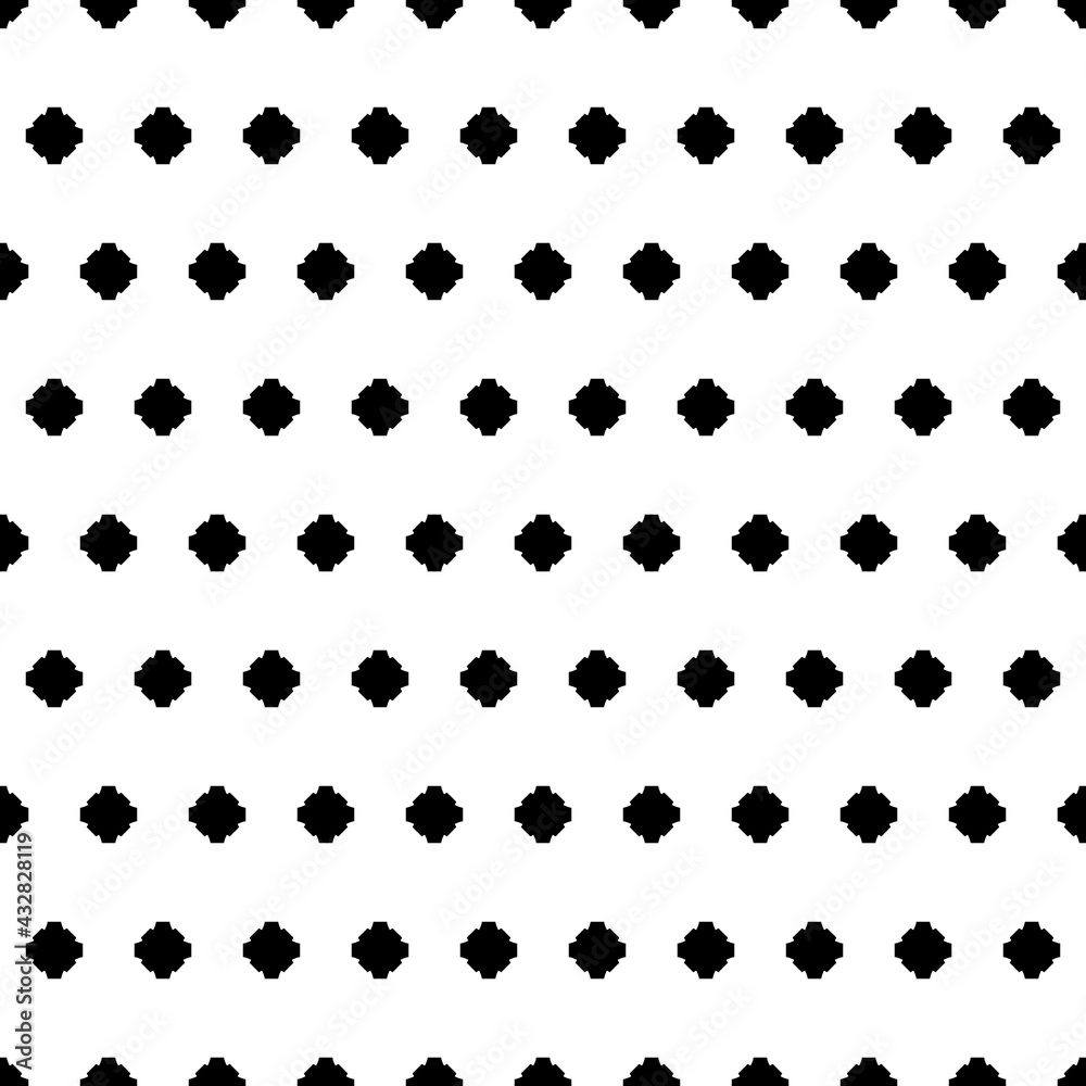 Poster Eight rays shape pattern. Black seamless shapes pattern or wallpaper. Black and white colors in vector.