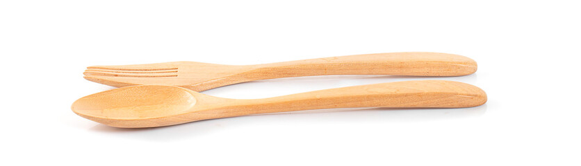 Wooden, disposable tableware on a white background. Eco-friendly materials