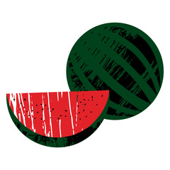 Watermelon textured element in cartoon style on a white background. Isolated stock vector illustration.