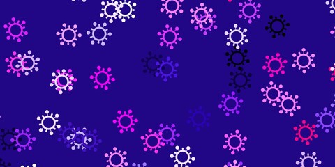 Light purple, pink vector background with covid-19 symbols.