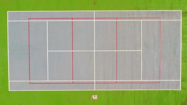 Tennis Court Top Down Aerial View Zoom Out