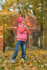 Cute little girl in an autumn park