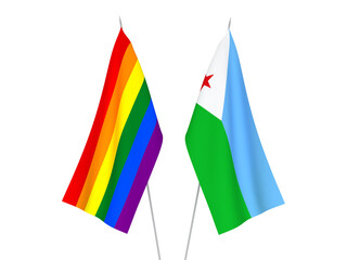 Rainbow gay pride and Republic of Djibouti flags