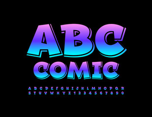 Vector comic Font. Colorful Playful Alphabet. Funny set of bright Letters and Numbers